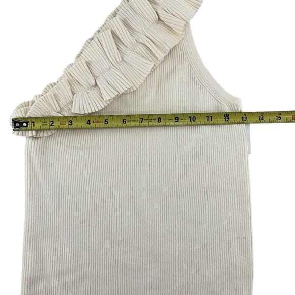 Sofia Vergara One Shoulder Ruffled Knit Tank Top Shirt Size S - Picture 3 of 9